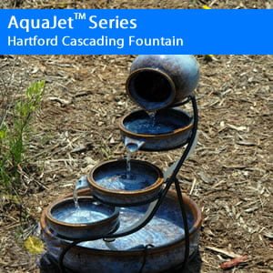 Hartford Cascading Solar Fountain Birdbath